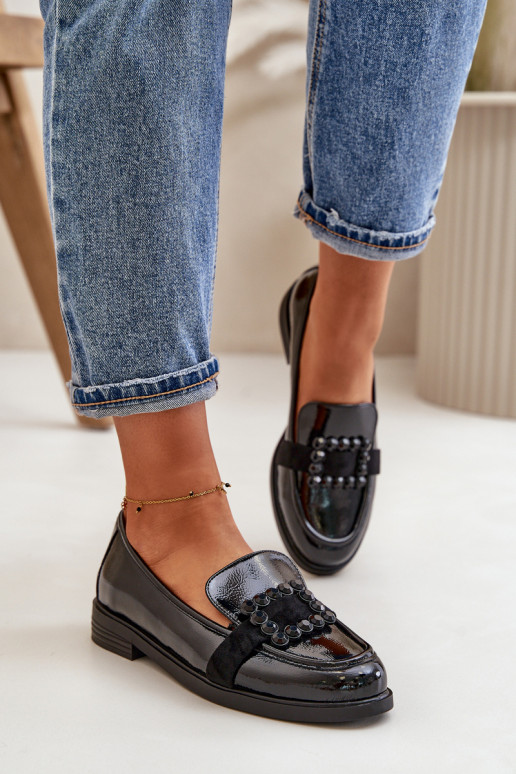 Lakitud mokassiinid  kaunistustega Must Vinceza 58389 Lakitud mokassiinid  kaunistustega Must Vinceza 58389