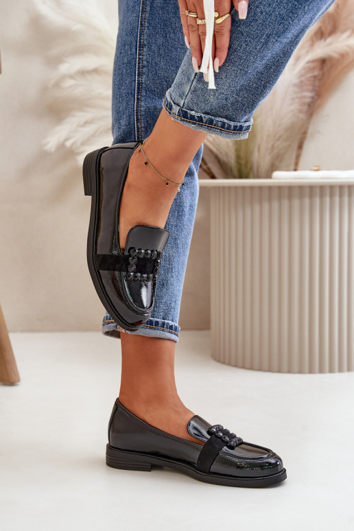 Lakitud mokassiinid  kaunistustega Must Vinceza 58389 Lakitud mokassiinid  kaunistustega Must Vinceza 58389