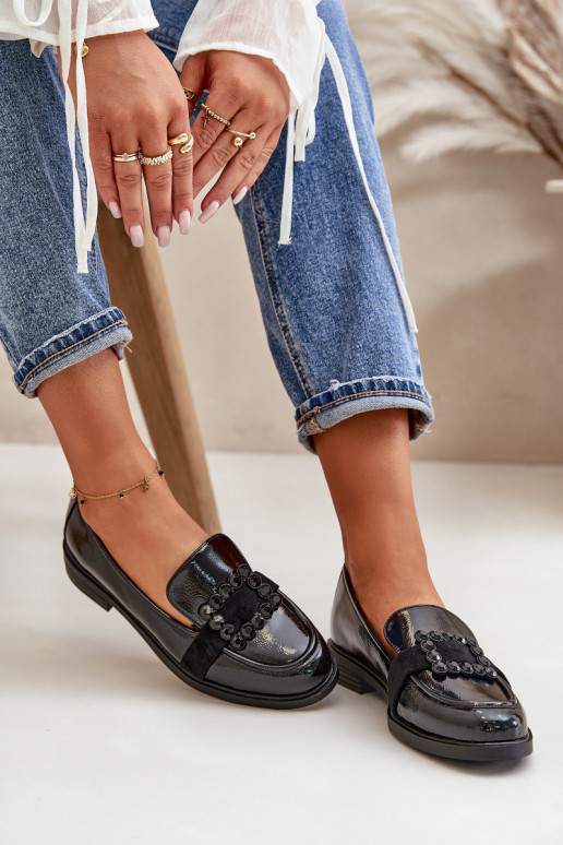 Lakitud mokassiinid  kaunistustega Must Vinceza 58389 Lakitud mokassiinid  kaunistustega Must Vinceza 58389