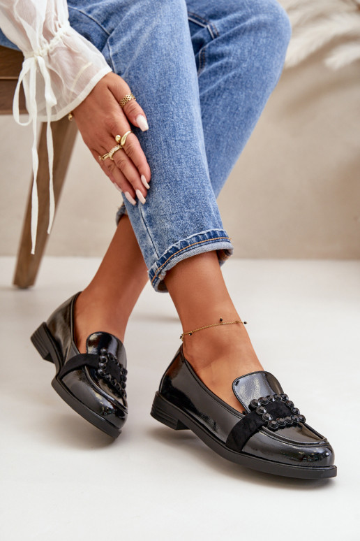 Lakitud mokassiinid  kaunistustega Must Vinceza 58389 Lakitud mokassiinid  kaunistustega Must Vinceza 58389