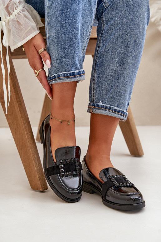 Lakitud mokassiinid  kaunistustega Must Vinceza 58389 Lakitud mokassiinid  kaunistustega Must Vinceza 58389