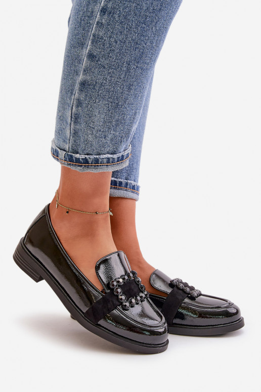 Lakitud mokassiinid  kaunistustega Must Vinceza 58389 Lakitud mokassiinid  kaunistustega Must Vinceza 58389