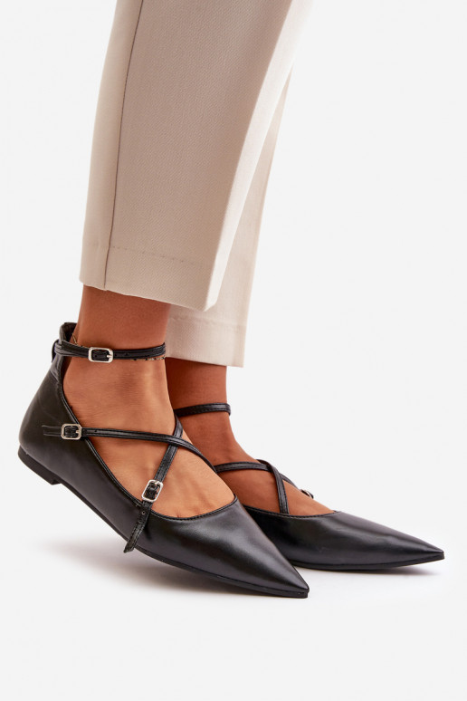 Baleriinad  Z Noskami Terava ninaga jalatsid I Przeplatającymi Się Paskami Must Violra Baleriinad  Z Noskami Terava ninaga jalatsid I Przeplatającymi Się Paskami Must Violra