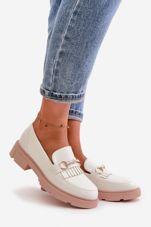 naiste mokassiinid kaunistustega Eko   valget värvi Tialorae naiste mokassiinid kaunistustega Eko   valget värvi Tialorae