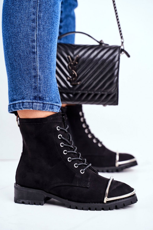 Naiste poolsaapad Lu Boo mustad seemisnakhsed säärsaapad Jacksy Naiste poolsaapad Lu Boo mustad seemisnakhsed säärsaapad Jacksy