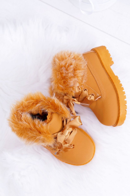 Laste jalanõud saapad karusnahaga pruunid värvi Tesoro Laste jalanõud saapad karusnahaga pruunid värvi Tesoro