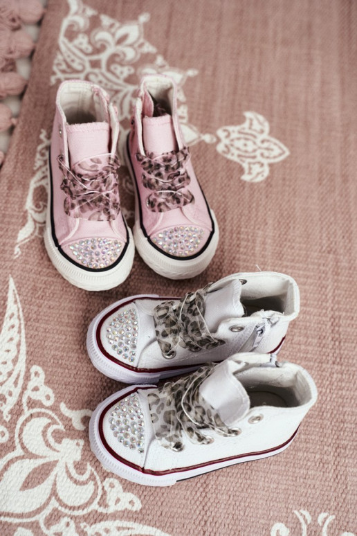 Laste vabaajajalatsid säravate kristallidega valget värvi Smile Laste vabaajajalatsid säravate kristallidega valget värvi Smile