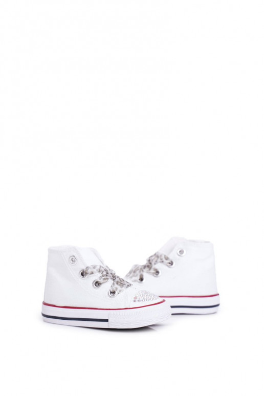 Laste vabaajajalatsid säravate kristallidega valget värvi Smile Laste vabaajajalatsid säravate kristallidega valget värvi Smile