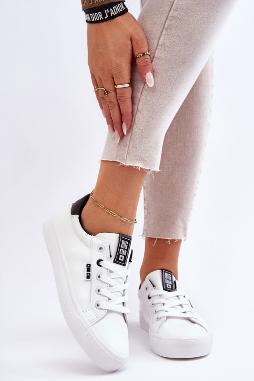 Stiilsed spordijalatsid naturaalsest nahast Big Star EE274312 Valget-mustad