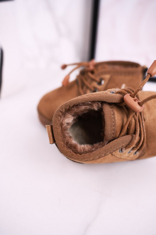 Laste jalanõud nööritavad nööpidega lumesaapad karusnahaga pruunid värvi Hunter Laste jalanõud nööritavad nööpidega lumesaapad karusnahaga pruunid värvi Hunter