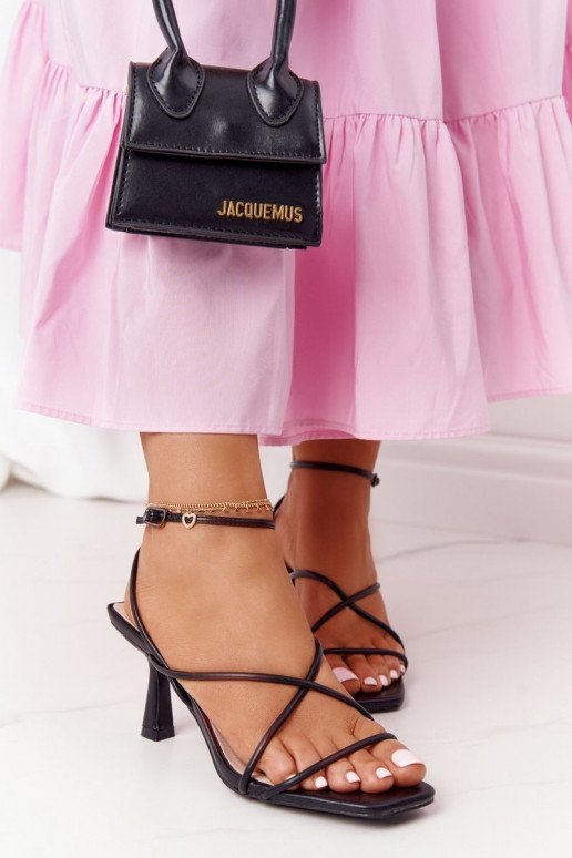 sandaalid kõrge jämeda kontsaga S.Barski C420-11 mustad