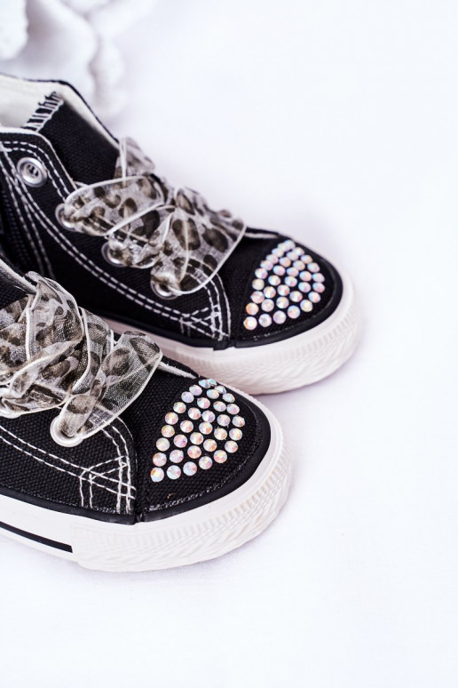 Laste vabaajajalatsid säravate kristallidega mustad Smile Laste vabaajajalatsid säravate kristallidega mustad Smile