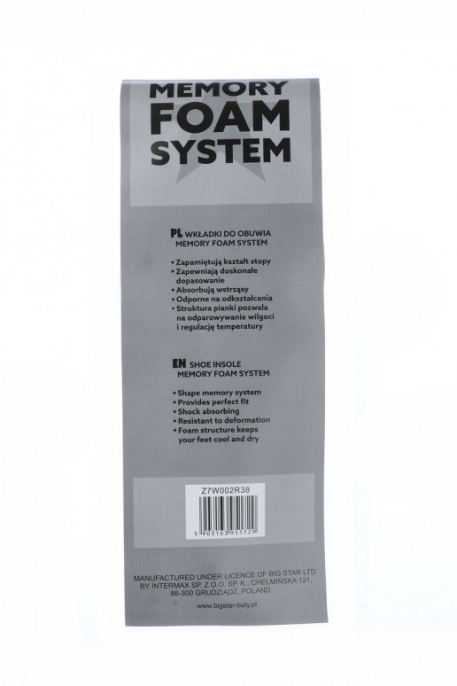 Jalatsite sisetallad BIG STAR Memory Foam System 2 paari Jalatsite sisetallad BIG STAR Memory Foam System 2 paari