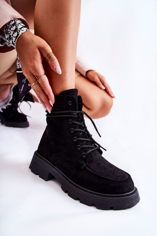 seemisnakhsed Naiste poolsaapad nööritavad mustad Vanita