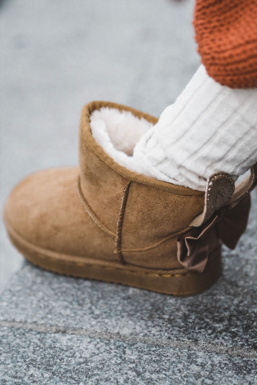 Laste voodriga nööpidega lumesaapad lipsukesega pruunid värvi Meriva Laste voodriga nööpidega lumesaapad lipsukesega pruunid värvi Meriva