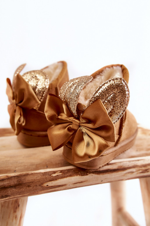 Laste voodriga nööpidega lumesaapad lipsukesega pruunid värvi Meriva Laste voodriga nööpidega lumesaapad lipsukesega pruunid värvi Meriva