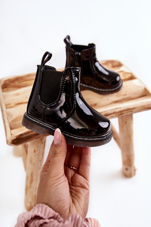 Laste jalanõud Laque voodriga Naiste poolsaapad mustad Porky Laste jalanõud Laque voodriga Naiste poolsaapad mustad Porky