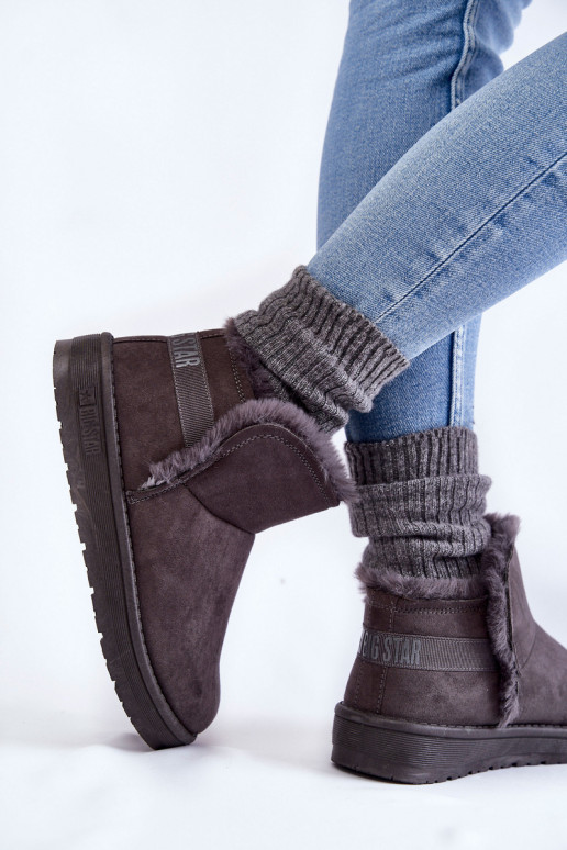 Naiste poolsaapad nööpidega lumesaapad Big Star KK274623 Halli värvi