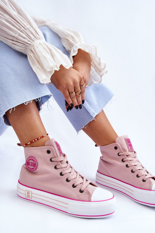 Riidest vabaaja jalanõud platvormiga Big Star LL274186 Tumeroosad värvi