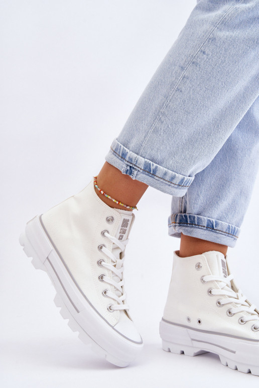 Riidest vabaaja jalanõud platvormiga Big Star LL274156 valget värvi