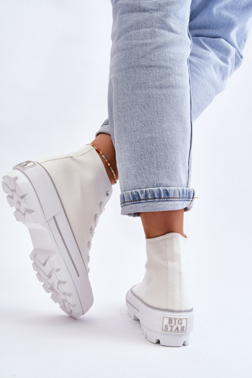 Riidest vabaaja jalanõud platvormiga Big Star LL274156 valget värvi