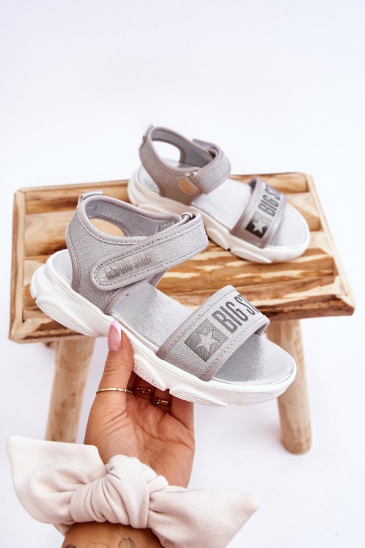 Laste sandaalid krõpsudega kinnitatav Big Star LL374194 Hõbedat värvi