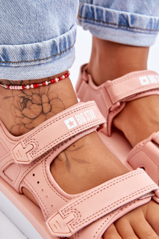 Sportliku stiiliga sandaalid platvormiga Big Star LL274788 Tumeroosad värvi