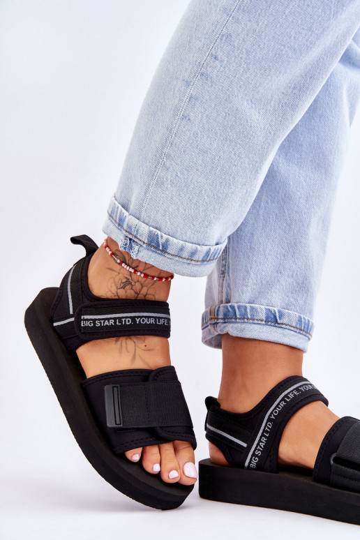 Naistesandaalid krõpsudega kinnitatav Big Star LL274784 mustad