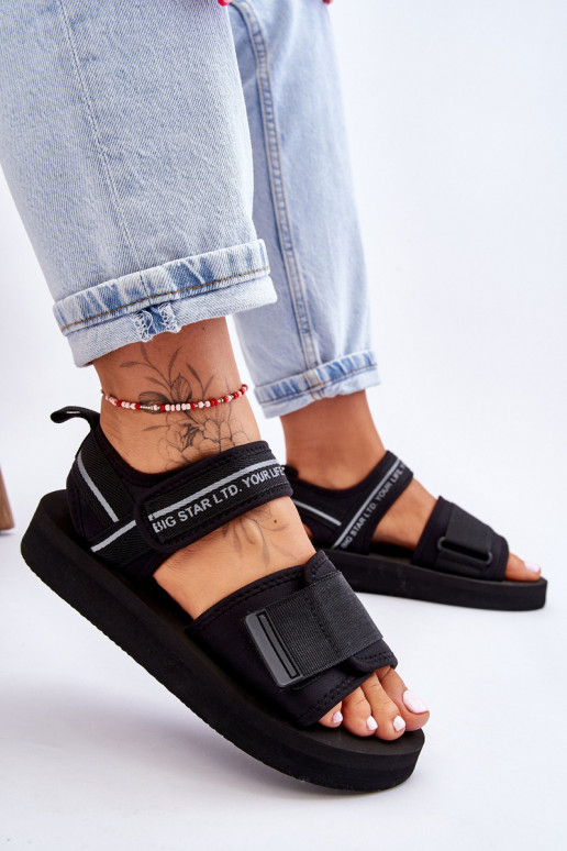 Naistesandaalid krõpsudega kinnitatav Big Star LL274784 mustad