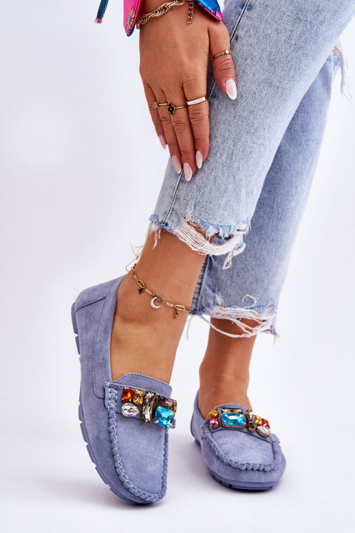 Elegantne mokassinid kristallidega Sinist värvi Lucille