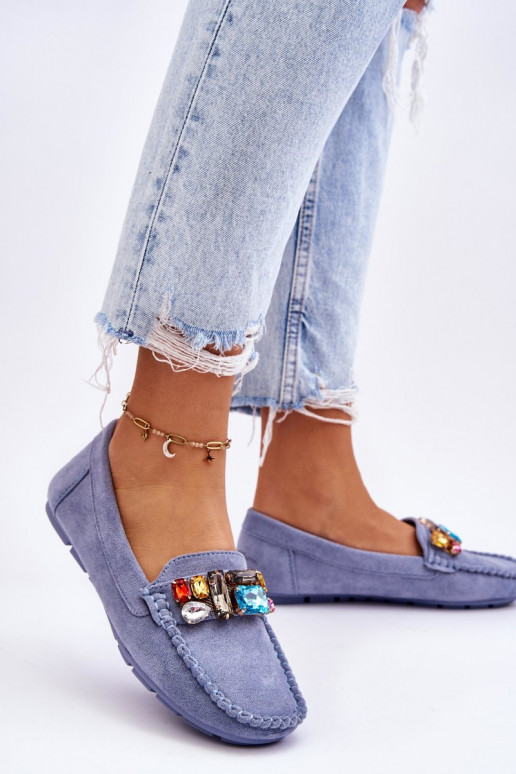 Elegantne mokassinid kristallidega Sinist värvi Lucille