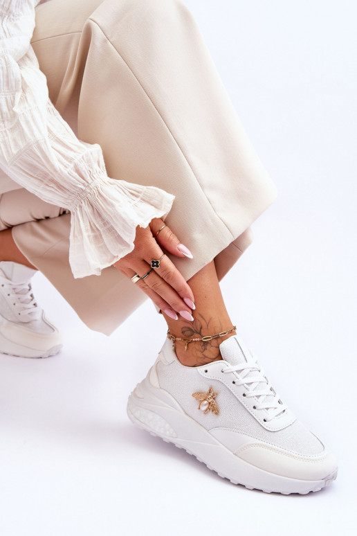 Läikivad jalatsid sportlikud jalatsid kaunistustega valget värvi Seneca Läikivad jalatsid sportlikud jalatsid kaunistustega valget värvi Seneca