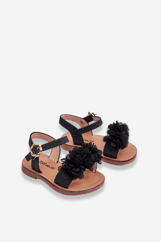 Moekad Lastejalatsid lilledega mustad Poly
