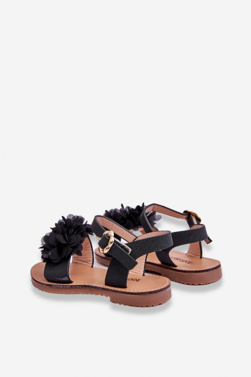 Moekad Lastejalatsid lilledega mustad Poly