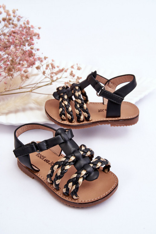 Laste sandaalid rihmadega mustad Sammy