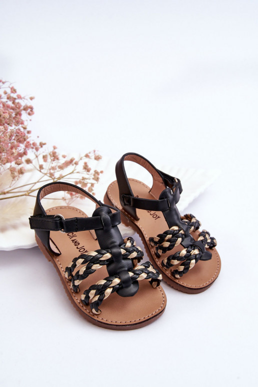 Laste sandaalid rihmadega mustad Sammy