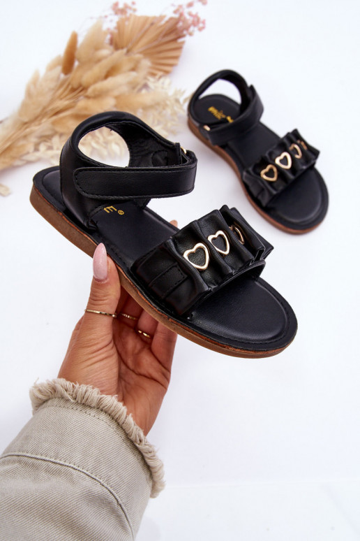 Laste sandaalid krõpsudega kinnitatav mustad Havana Laste sandaalid krõpsudega kinnitatav mustad Havana