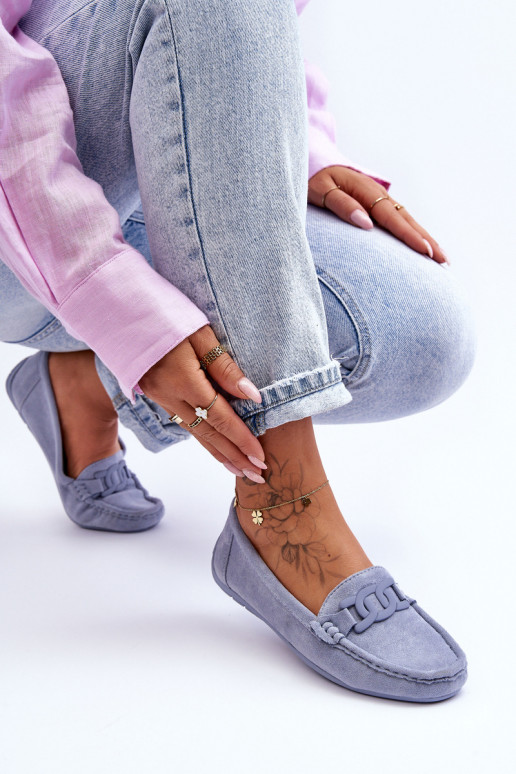   Seemisnahast mokassiinid Sinist värvi Rabell