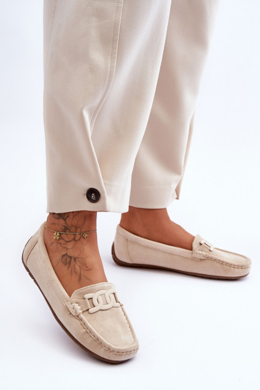 Moekad Seemisnahast mokassiinid beeži värvi Rabell