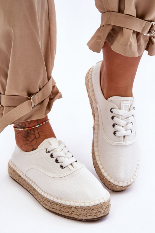 nööritavad vaba aja jalatsid espadrillid Big Star LL274833 valget värvi