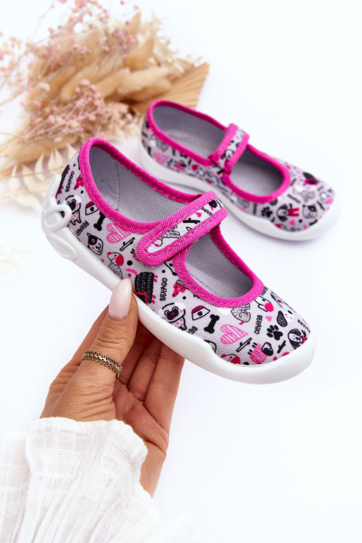 Laste sussid/baleriinijalatsid Befado 114X521 Halli värvi-Tumeroosad värvi