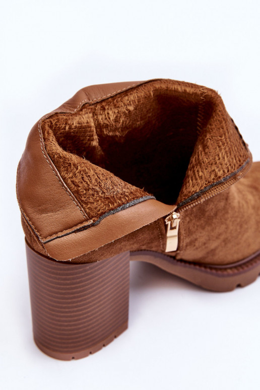 Seemisnahast kingad kõrge jämeda kontsaga pruunid värvi Makeline