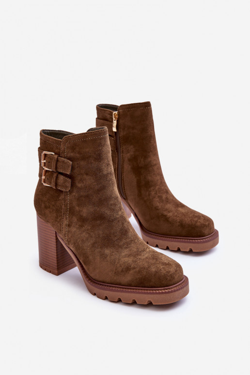 Seemisnahast kingad kõrge jämeda kontsaga Rohelist värvi Makeline