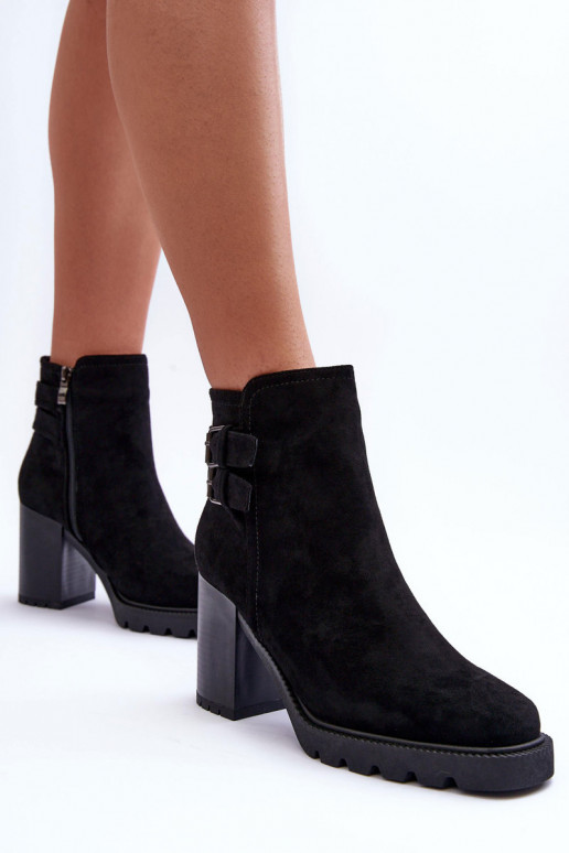 Seemisnahast kingad kõrge jämeda kontsaga mustad Makeline