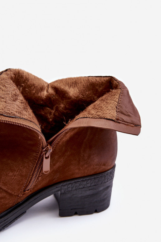 voodriga Naiste poolsaapad kõrge jämeda kontsaga pruunid värvi Effie