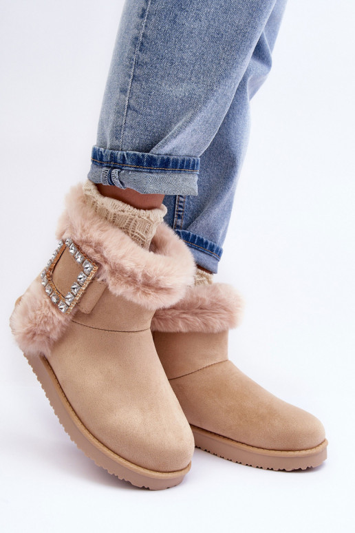 nööpidega lumesaapad voodriga neetide ja pandlaga beeži värvi Dulca