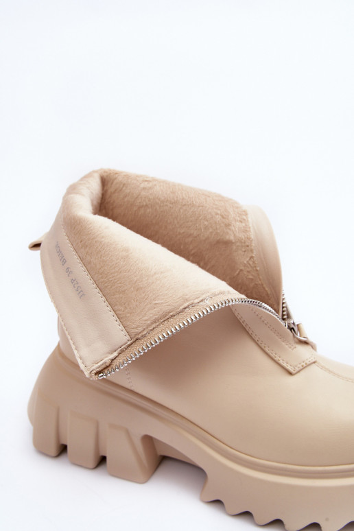 Naiste poolsaapad platvormiga tõmblukuga beeži värvi Kusma