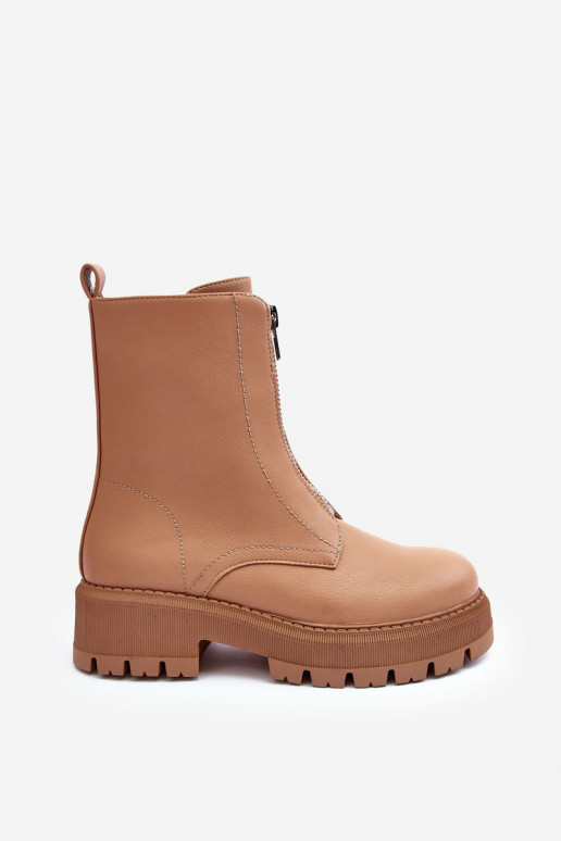 Naiste poolsaapad laiade nööridega tõmblukuga pruunid värvi Vimal