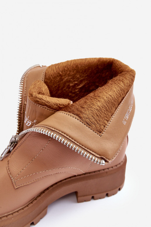 Naiste poolsaapad laiade nööridega tõmblukuga pruunid värvi Vimal