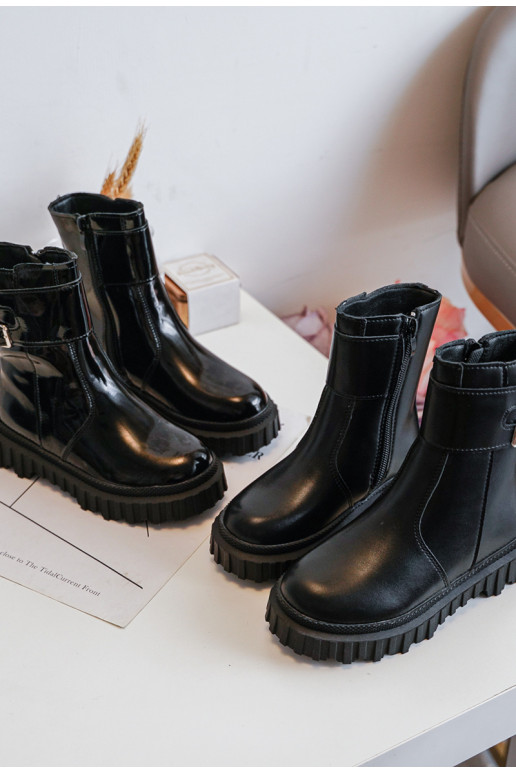 Naiste poolsaapad Laste jalanõud neetide ja pandlaga mustad Chloraia Naiste poolsaapad Laste jalanõud neetide ja pandlaga mustad Chloraia